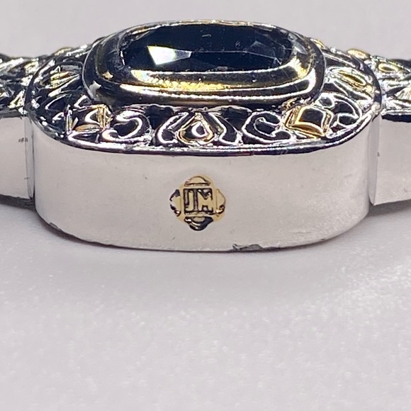 VINTAGE RETIRED JOHN MEDEROIS BLACK ONYX NECKLACE DOUBLE CHAIN -SIGNED BY JM - Picture 4 of 4